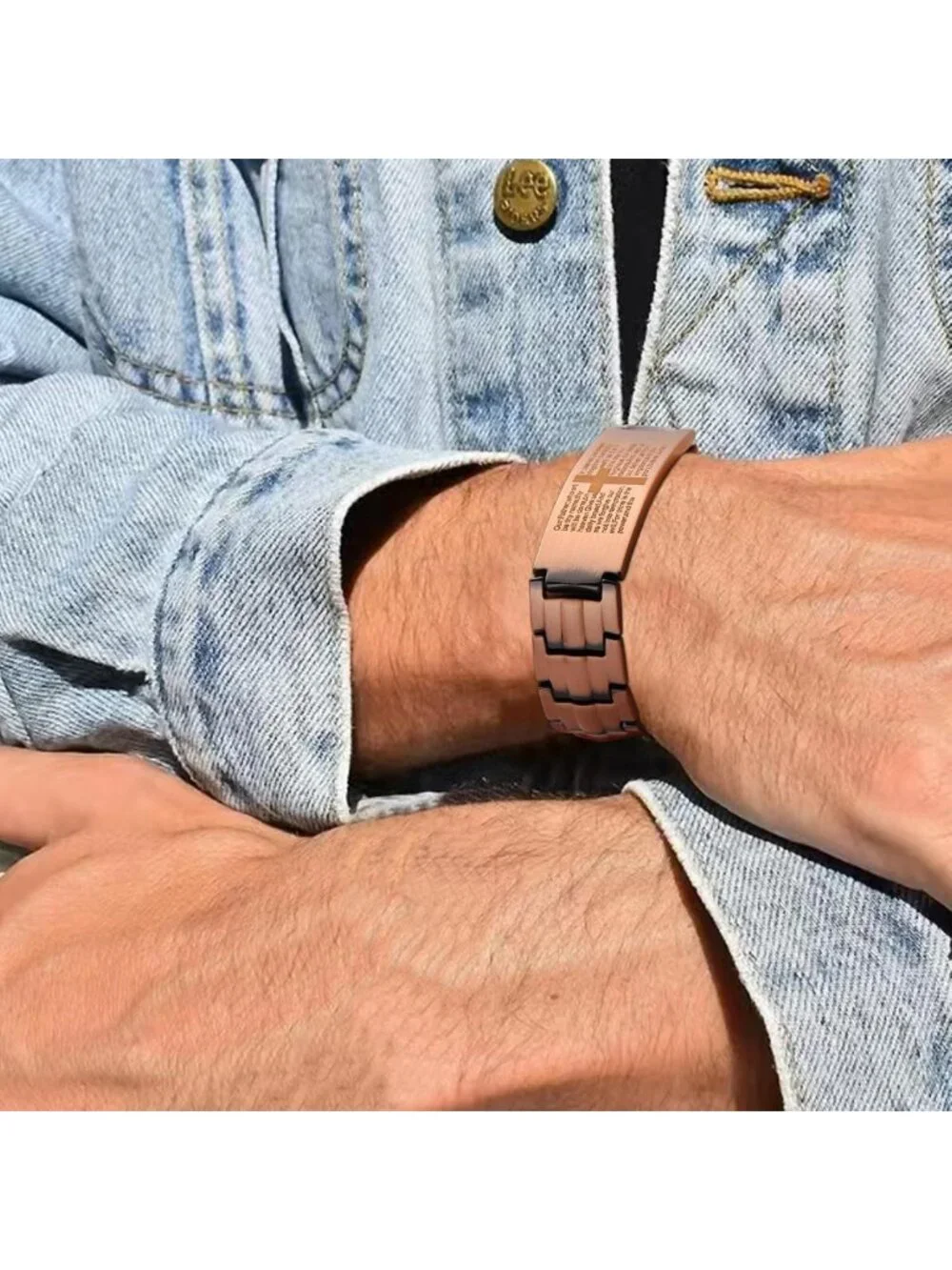 Men's Magnetic Copper Bracelet with Cross Design | Adjustable, 99.9% Pure